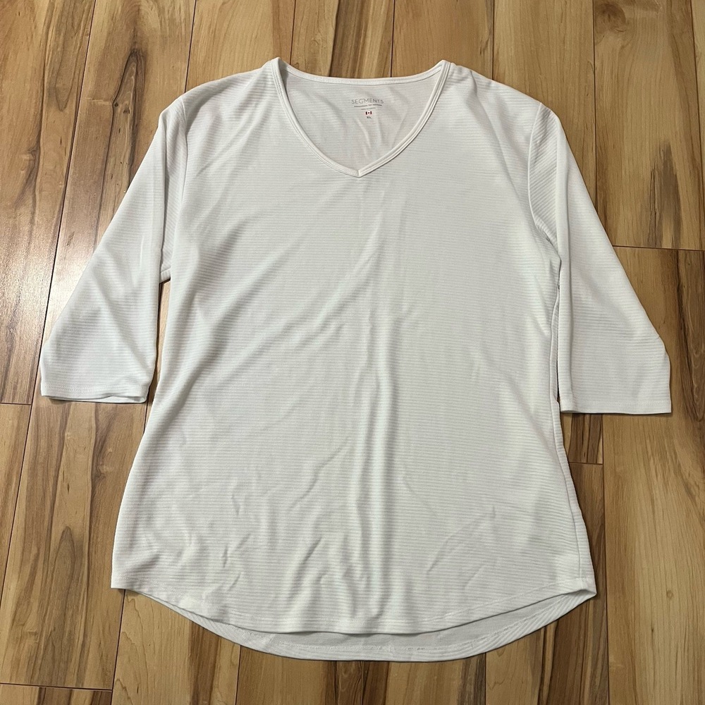Segments XL Top Modal Blend  3/4 Sleeve V Neck Shirt Relaxed Fit Wicking Comfort